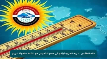 حالة الطقس.. درجة الحرارة ترتفع في مصر الخميس مع نشاط ملحوظ للرياح